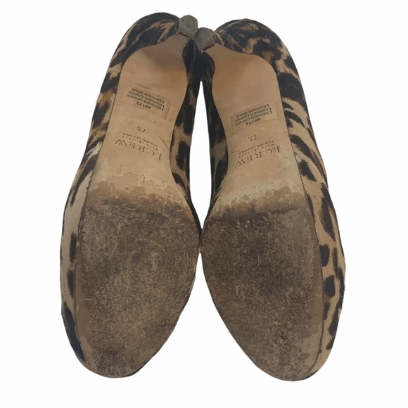 J. Crew Pia Calf Hair Leather Cheetah Platform Heels Women’s 7.5 - Picture 9 of 12